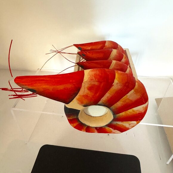 Napkin Holders Wooden Shrimps Carved Rings Set 4 Matching Box Kitchen Decor Seaf - Picture 1 of 12